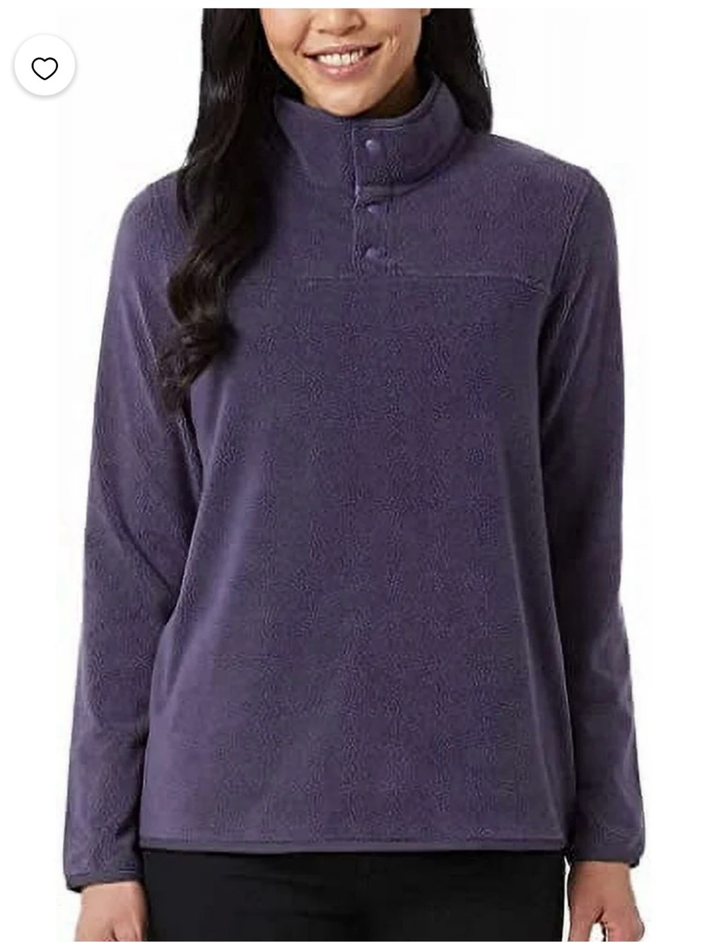 32 Degrees Purple Fleece Snap-Placket Turtleneck Pullover